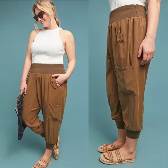 Anthropologie Maeve Pants Small Joggers Cicerone Cupro Utility Pocket - Picture 3 of 15